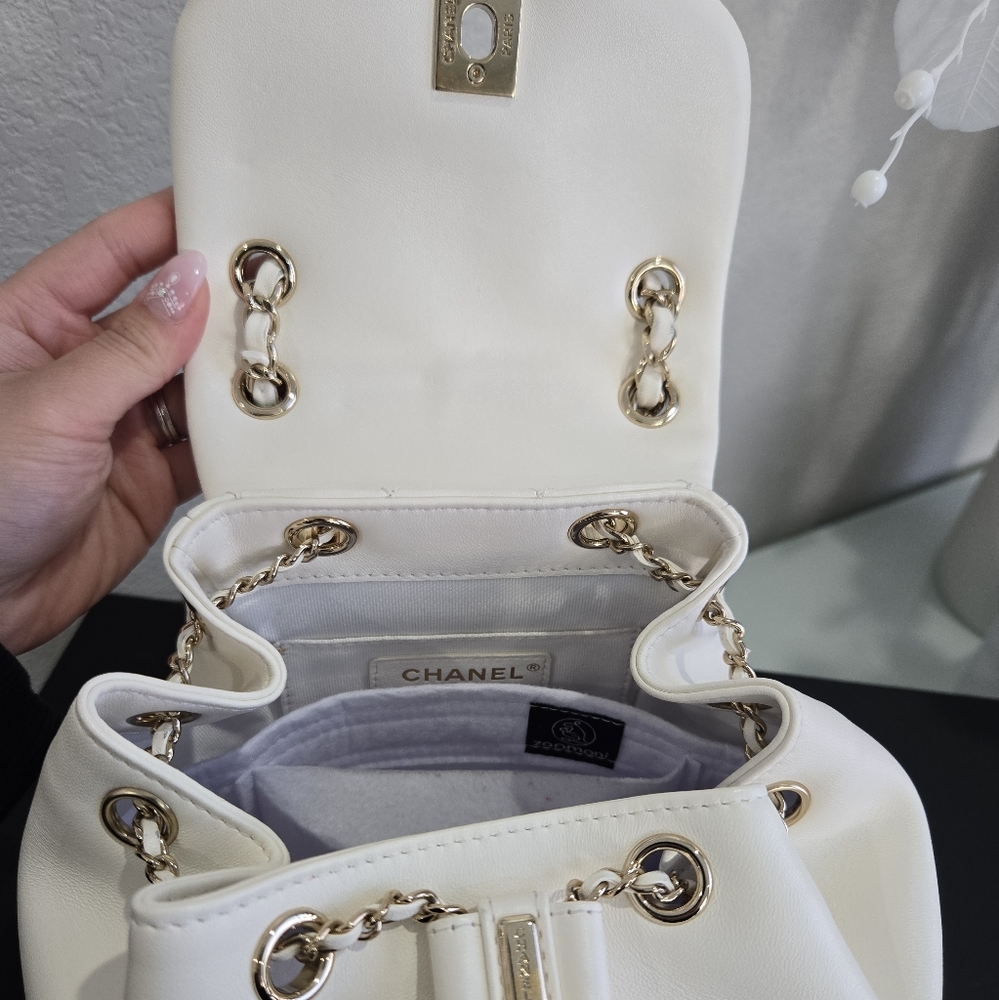 Chanel 22A Duma Backpack White With Gold Hardware - Picture 8 of 11